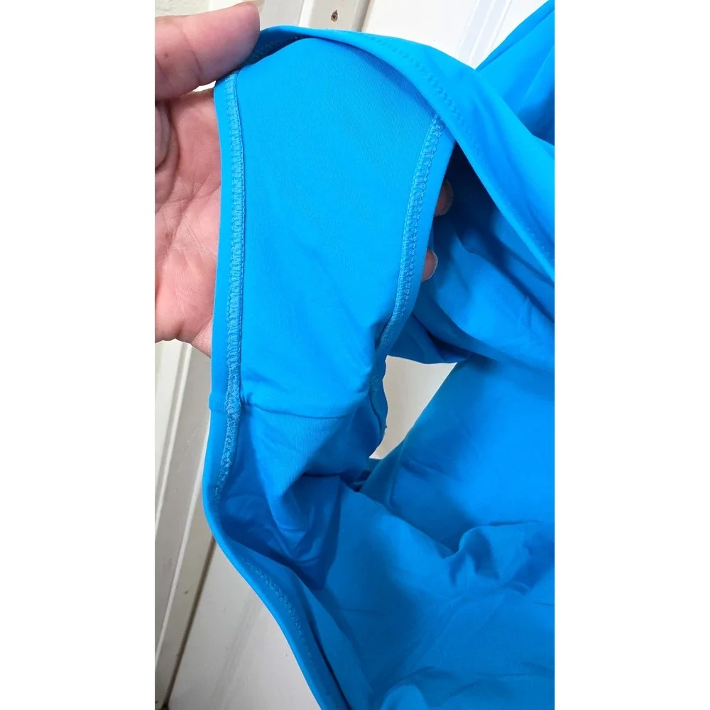 SKIMS Swim Zip Front Sleeveless One Piece Bodysuit Womens 4X Blue Surf Sporty